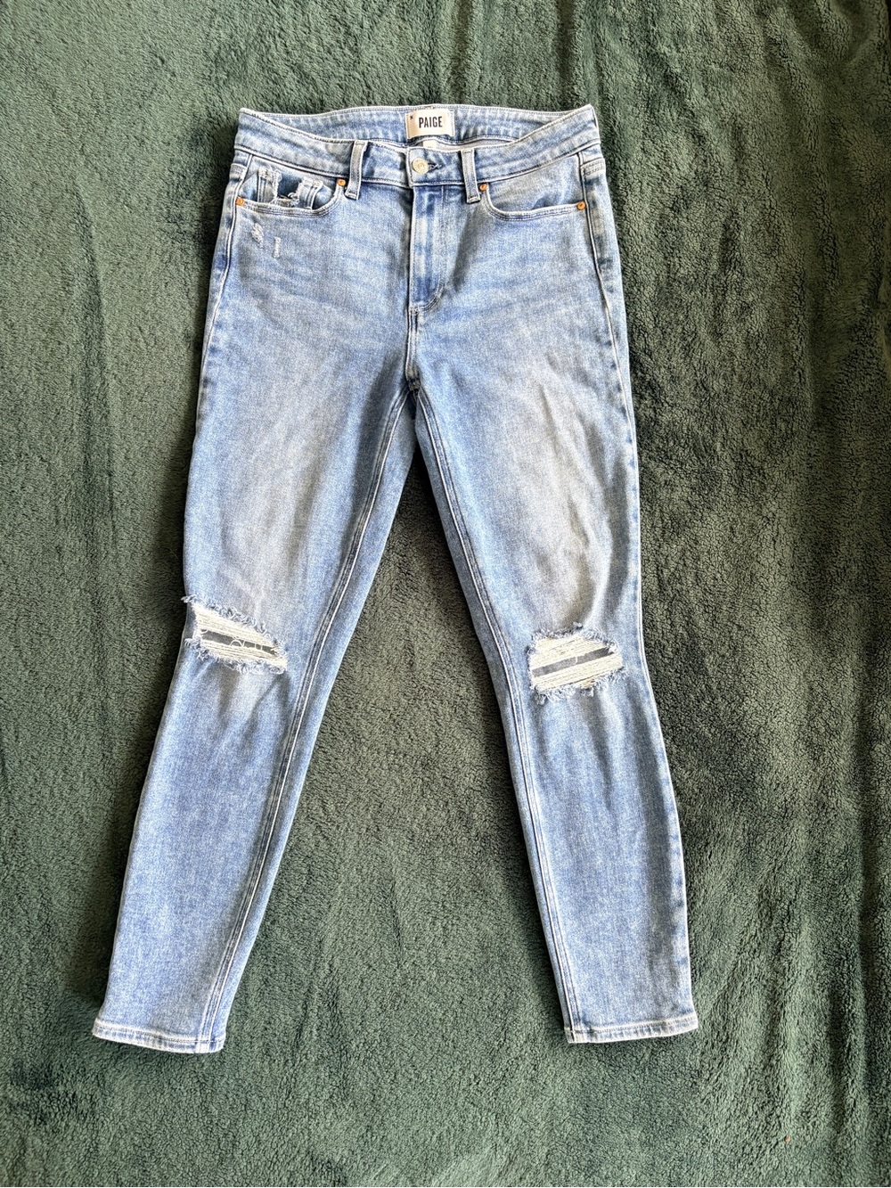 PAIGE Hoxton Ankle Light Wash Distressed Women's Jeans